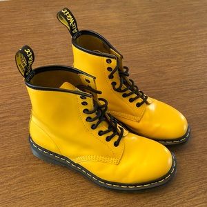 Men size 8. Yellow eight hole, Dr. Martens